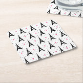 Eiffelturm Polka Dots & Hearts Muster Rechteckiger Pappuntersetzer (angewinkelt)