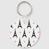 Eiffelturm Polka Dots & Hearts Muster Schlüsselanhänger (Vorderseite)