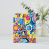 Eiffelturm Pop Art Postkarte (Stehend Vorderseite)