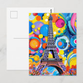 Eiffelturm Pop Art Postkarte (Vorne/Hinten)