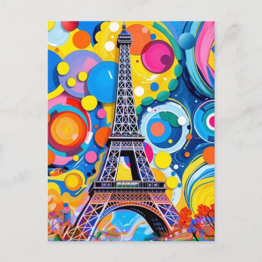 Eiffelturm Pop Art Postkarte (Vorderseite)