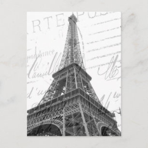 Eiffelturm-Postkarte, Schwarz-Weiß, Hochformat Postkarte