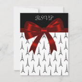 Eiffelturm Red Bow RSVP Cards (Vorderseite)