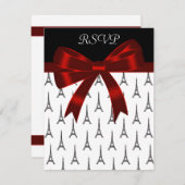 Eiffelturm Red Bow RSVP Cards (Vorne/Hinten)