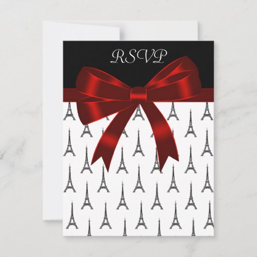 Eiffelturm Red Bow RSVP Cards Karte (Vorderseite)