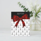 Eiffelturm Red Bow RSVP Cards Karte (Stehend Vorderseite)