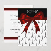 Eiffelturm Red Bow RSVP Cards Karte (Vorne/Hinten)