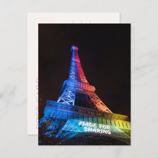 Eiffelturm Regenbogen für Paris Postkarte (Vorne/Hinten)