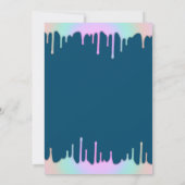 Eiffelturm, Regenbogen-Tropfen Blue Quinceañera Einladung (Rückseite)