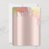 Eiffelturm, Regenbogen-Tropfen Rose Gold Quinceañe Einladung (Rückseite)