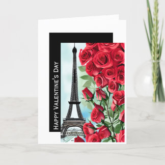 Eiffelturm Romantische Rote Rosen Valentinstag Feiertagskarte