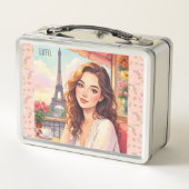 Eiffelturm, romantischer Urlaub Metal Lunchbox (Rückseite)