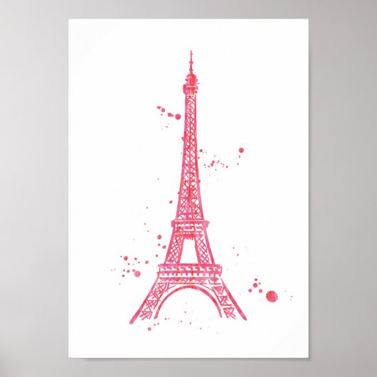 Eiffelturm rosa Aquarelldruckposter Poster (Vorne)