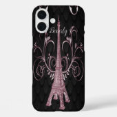 Eiffelturm Rosa Blumenkronen iPhone Case (Rückseite)