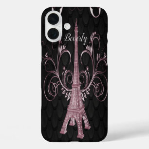 Eiffelturm Rosa Blumenkronen iPhone Case