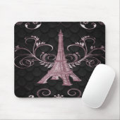 Eiffelturm Rosa Blumenwirbel Mousepad (Mit Mouse)