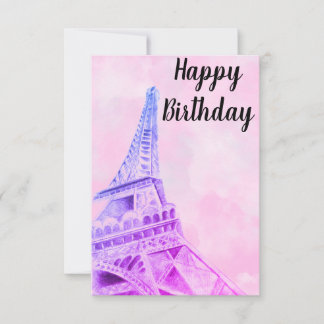Eiffelturm Rosa Geburtstagskarte Dankeskarte
