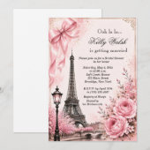 Eiffelturm Rosa Paris Junggesellinnen-Abschiedsein Einladung (Vorne/Hinten)