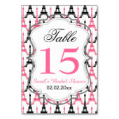 Eiffelturm Rosa Personalisierte Tischnummern (Vorderseite)