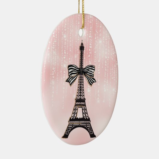 Eiffelturm Rosa und Schwarze Weihnachten Keramik Ornament (Rechts)
