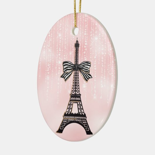 Eiffelturm Rosa und Schwarze Weihnachten Keramik Ornament (Links)
