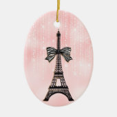 Eiffelturm Rosa und Schwarze Weihnachten Keramik Ornament (Vorne)