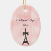 Eiffelturm Rosa und Schwarze Weihnachten Keramik Ornament (Hinten)