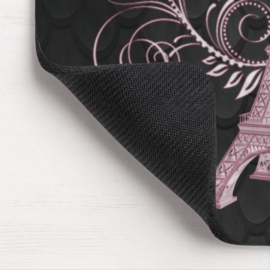 Eiffelturm Rosa Wirbel Blumenmousepad Mousepad (Ecke)