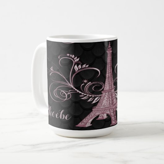 Eiffelturm Rosa Wirbel Kaffeetasse (Vorderseite Links)