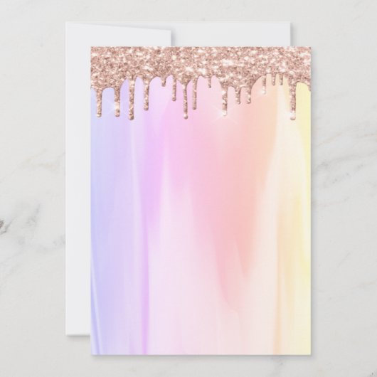 Eiffelturm, Rose Gold Tropfen Ombre Quinceañera Einladung (Rückseite)