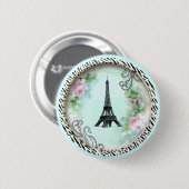 Eiffelturm Rosen und Zebra Print Button (Vorne & Hinten)