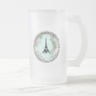 Eiffelturm Rosen und Zebra Print Mattglas Bierglas
