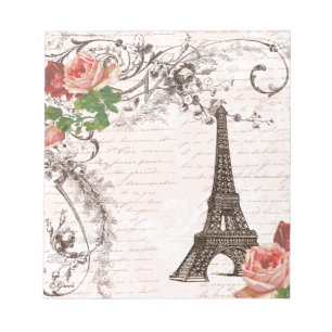 Eiffelturm Rot und Rosa Rose Notizblock
