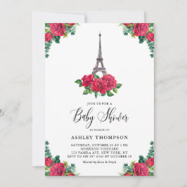Eiffelturm Rote Rose Paris Babydusche Einladung