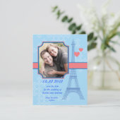 Eiffelturm Save the Date Einladung zur Fotokarte (Stehend Vorderseite)