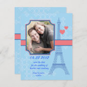 Eiffelturm Save the Date Einladung zur Fotokarte (Vorne/Hinten)