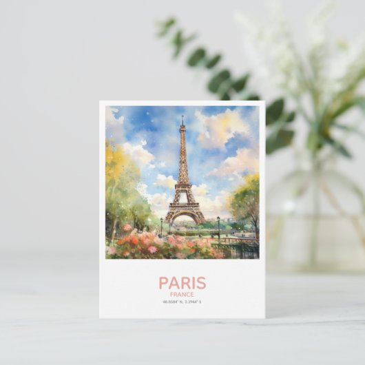 Eiffelturm Save the Date im Frühjahr Postkarte (Stehend Vorderseite)