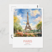 Eiffelturm Save the Date im Frühjahr Postkarte (Vorne/Hinten)