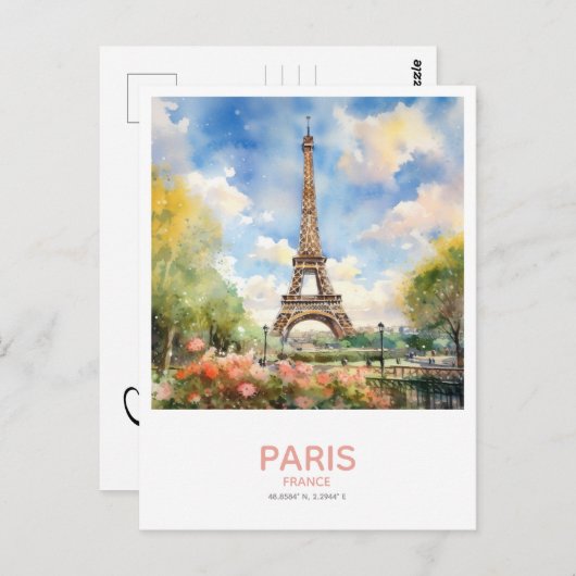 Eiffelturm Save the Date im Frühjahr Postkarte (Vorne/Hinten)