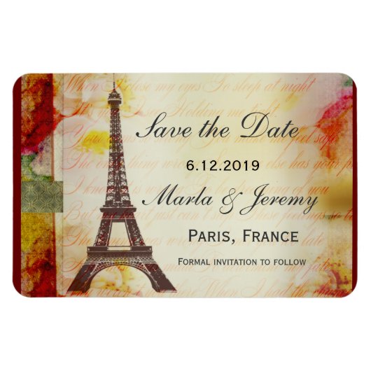 Eiffelturm Save the Date Magnet (Horizontal)