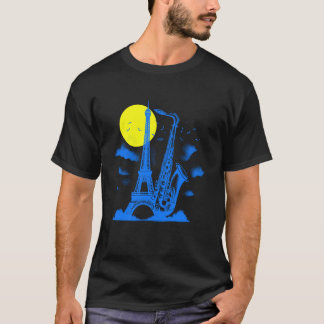Eiffelturm Saxophon - Vintage Jazz Musik Paris  T-Shirt