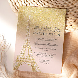 Eiffelturm schicker Glitzer pink Sweet 16 Einladung