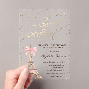 Eiffelturm Schleife Gold Diamanten Schwarz Sweet 1 Acryleinladungen