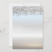 Eiffelturm, Schleife, Tiara, tropft Silber Quincea Einladung (Rückseite)