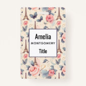 Eiffelturm Schmetterling und Rose Muster Ausweis (Rückseite)