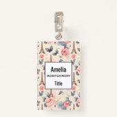 Eiffelturm Schmetterling und Rose Muster Ausweis (Rückseite mit Klammer)