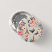 Eiffelturm Schmetterling und Rose Muster Button (Vorne & Hinten)