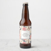 Eiffelturm Schmetterling und Rose Muster Geburtsta Bierflaschenetikett (Vorderseite)