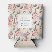 Eiffelturm Schmetterling und Rose Muster Geburtsta Dosenkühler (Vorderseite)