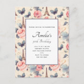 Eiffelturm Schmetterling und Rose Muster Geburtsta Postkarte (Vorderseite)